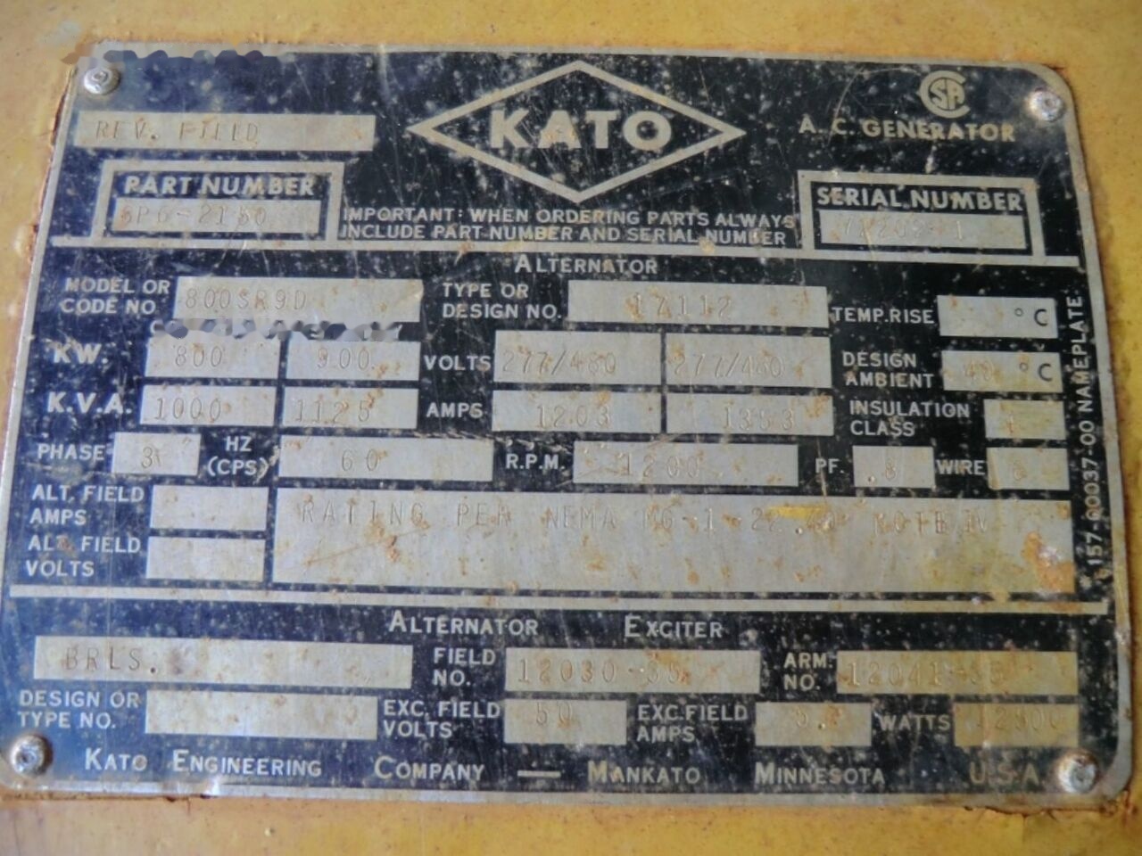 800SR9D (6P6-2150) for KATO 72202-1 mobile crane - Генератор для Мобильных кранов: фото 1 800SR9D (6P6-2150) for KATO 72202-1 mobile crane - Генератор для Мобильных кранов: фото 1