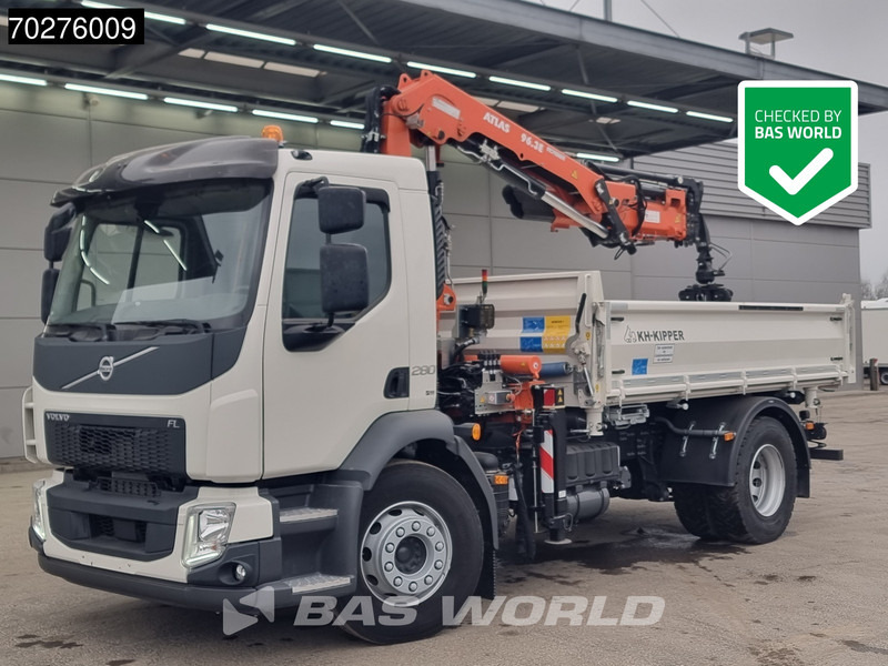 Volvo FL 280 4X2 Atlas 96.3E- A3 Kran Crane 5m3 3-way tipper Euro 6 - Самосвал, Автоманипулятор: фото 1 Volvo FL 280 4X2 Atlas 96.3E- A3 Kran Crane 5m3 3-way tipper Euro 6 - Самосвал, Автоманипулятор: фото 1